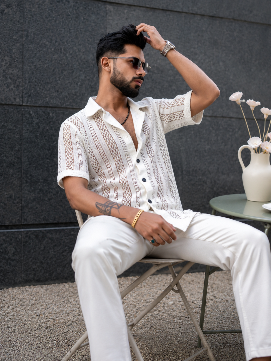 Luxury Textured Half Sleeve Shirt
