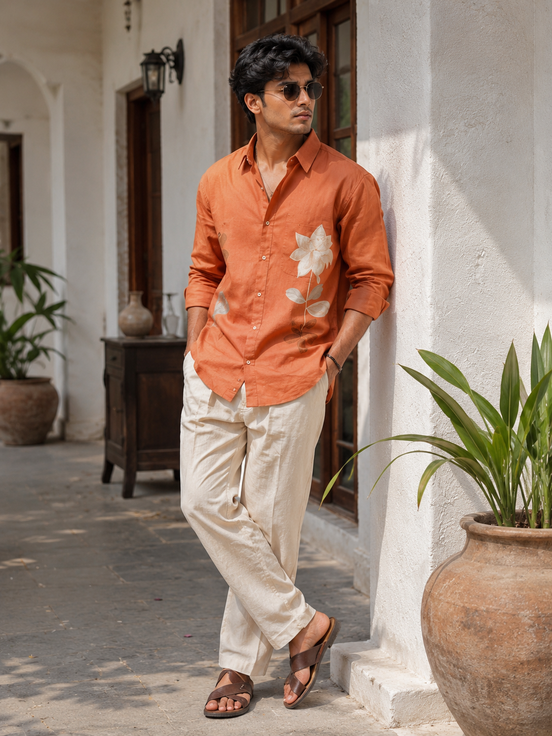 Terracotta Bloom Linen Combo